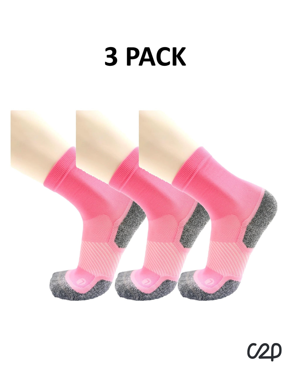 Pink bamboo crew compression socks – 3-pack