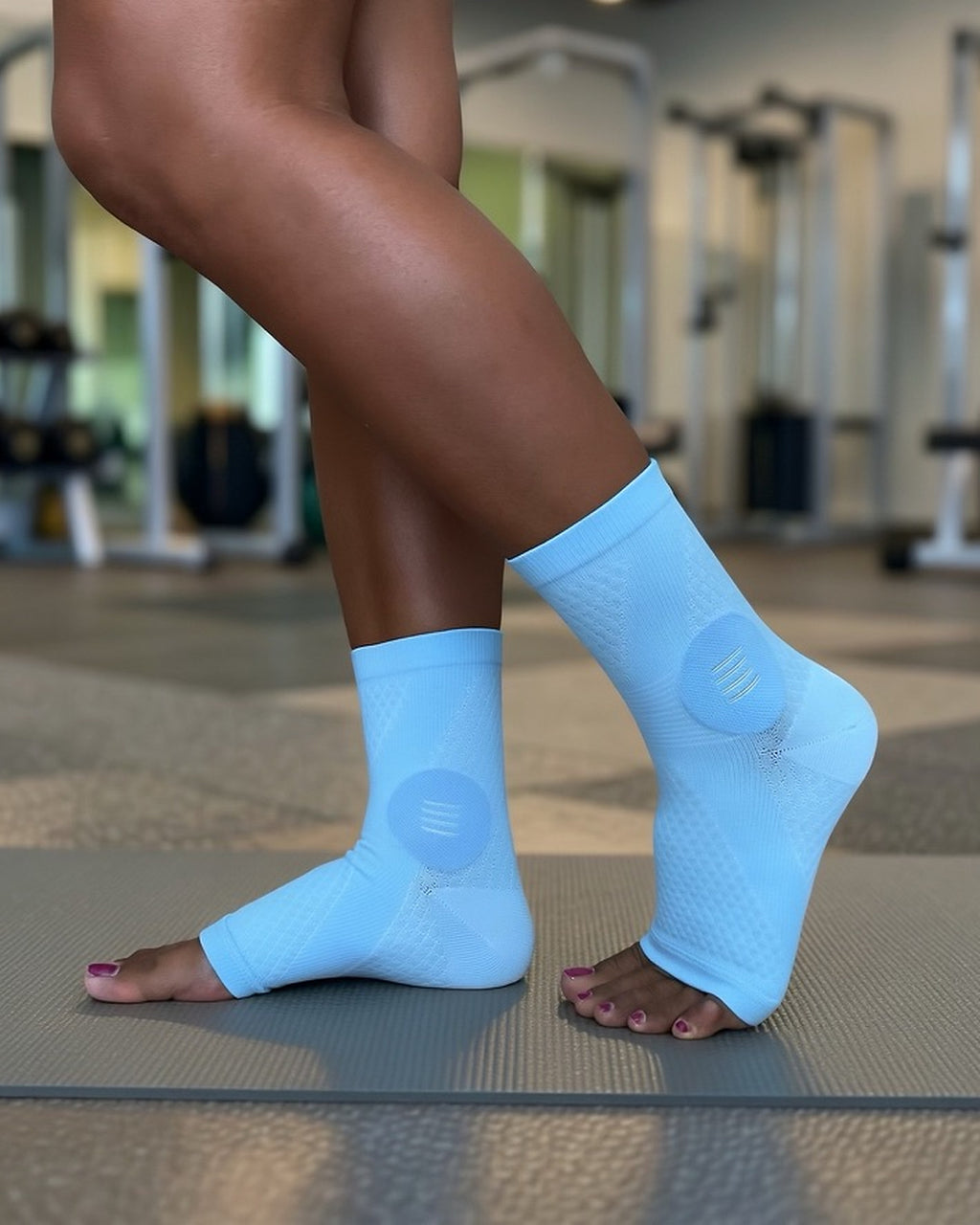 Blue ankle compression sleeve