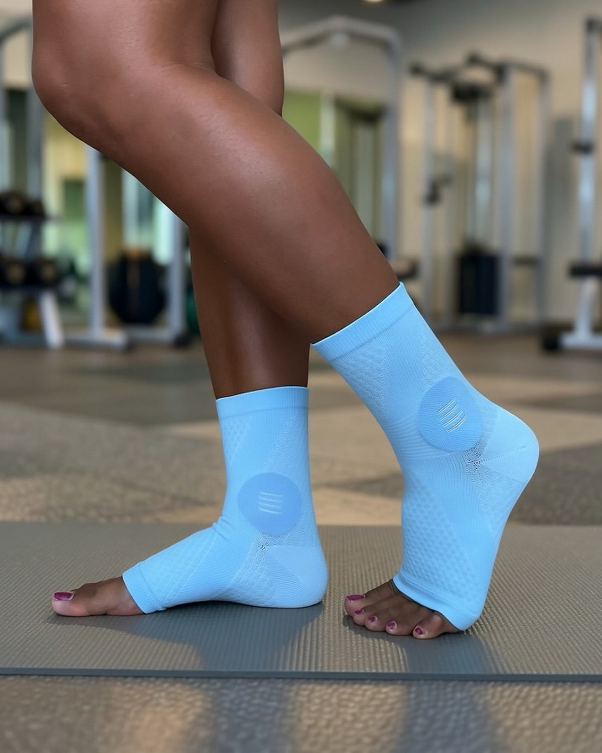 Blue ankle compression sleeve